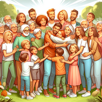 DALL&middot;E 2023-12-20 16.00.31 - An illustration of a human family, showcasing a diverse group of people of different ages and ethnicities gathered in a warm and loving embrace. The f